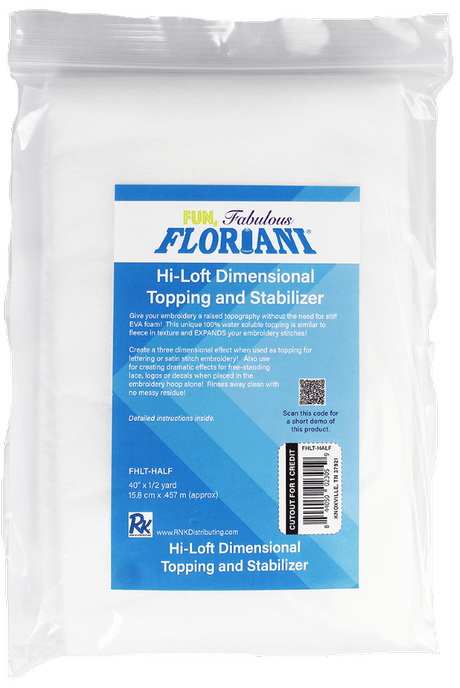 Floriani Hi-Loft Dimensional Water-Soluble Topping 40" x 1/2 yd