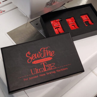 Non-stick presser feet for Janome machines; Includes ¼” foot/standard foot/dec. stitch foot