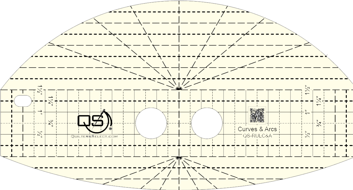 Quilters Select Curves & Arcs Non-Slip MACHINE Quilting Ruler