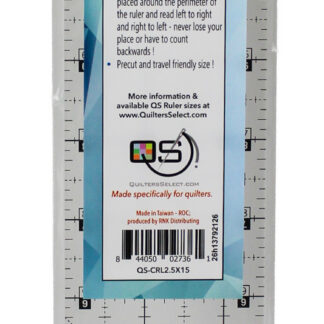 Quilters Select Crystal Ruler 2.5" x 15" - Clear, Non-Slip